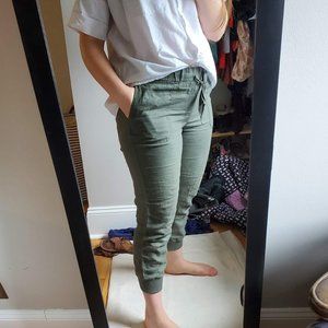 [Caslon] Linen Cropped Pant in Olive